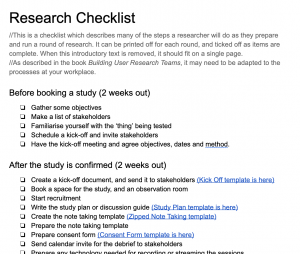 User Research Checklist